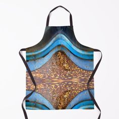 an apron that has been designed to look like a blue and gold abstract painting on it