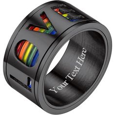 Brand New Click "Buy Now" Button To Place Order Delivery: Estimated 3-5 Days Color : 08-Black/Love/Engrave Material: Made Of Stainless Steel,Black Plated,Non-Deformable, And Hypoallergenic. High Polished On The Surface, Smooth And Comfortable To Wear. Engravable Rainbow Love Is Love Spinner Ring: This Lgbt Pride Ring Represents Your Support For Lgbtq And Pride, And It's Also Called Worry Ring, Spin Smoothly, Perfect As A Stress Relief Ring! Dimensions: 11mm(0.43 Inch) Wide; Size From 7-12; Weigh Band Rings For Men, Tory Burch Bracelet, Pride Event, Green Stone Bracelet, Pride Jewelry, Lava Rock Bracelet, Red Beaded Bracelet, Pride Jewellery, Worry Ring