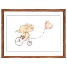 an elephant riding a bike with a heart balloon