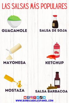 an image of different types of food in spanish