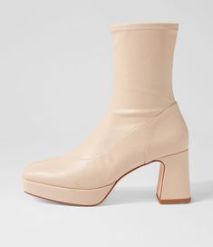 Now Cream Stretch Ankle Boots. These stretch ankle boots are a stand-out style you can't resist. A square toe and block heel make this Mollini design a fan-favourite from NOW to eternity. Metallic Sneakers, Ankle Boots Flat, Long Boots, Sandals For Sale, Boots And Sneakers, Flat Boots, Flat Sneakers, Sneaker Heels, Boots For Sale