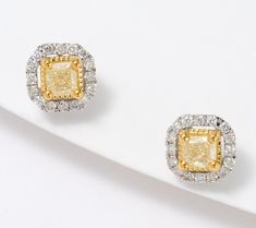 Thoughtfully designed to create compelling contrast, these mesmerizing stud earrings showcase bold and beautiful yellow diamonds surrounded by an elegant array of smaller white diamonds. From KALLATI. Yellow Diamonds, Bold And Beautiful, Diamond Stud Earrings, Diamond Stud, Yellow Diamond, White Diamonds, Diamond Earrings Studs, Diamond Studs, White Diamond