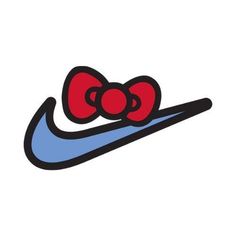 the nike logo has two red bows on it