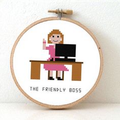 "With this listing you will receive two cross stitch patterns. Both the male and Female \"friendly boss\" are included. They are both having a big smile, and are ready to welcome you in their office. A boss like that simply deserves an award or two. Create it as an original gift for your favorite boss, friend, or hang it in your office. This pattern will download instantly and includes: - A full color pattern with a color legend for the most used brands (DMC, Anchor and J&P coats) - A gray p Boss Cross Stitch, Pixel People, Doctor Graduation Gift, Boss Woman, Boss Office, Best Boss, Custom Cross, Cross Stitch Needles, Doctor Gifts