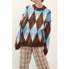 Brand New, Never Been Worn Size Small/Medium Color Blue And Brown Retails For $59 Price Firm Knit Cozy, Brown Crewneck, Sweater Brown, Cozy Loungewear, Argyle Sweater, Blue And Brown, Brown Sweater, Comfy Fits, Long Sleeve Pullover