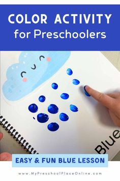 the color activity for preschoolers to learn how to use blue and white paint on paper