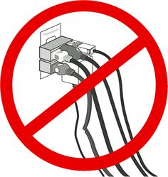 there is a sign that warns people not to use electrical equipment