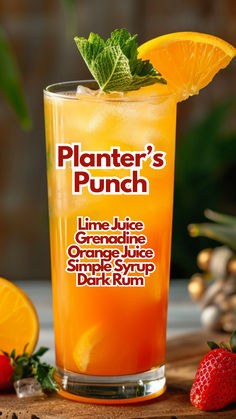 Planter's Punch Spring Punch Recipes, Simple Syrup Drinks, Tropical Rum Punch, Summer Rum Cocktails, Orange Alcohol