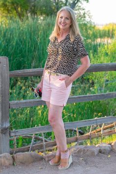 Summer Fashions - Dressed for My Day with Kay Harms - Summer styles for women over 40 - summer shorts for women over 50 Summer Styles For Women, Dressed For My Day, Sweet Top, Summer Fashion Dresses, Simple Dress, Summer Styles, Leopard Print Blouse