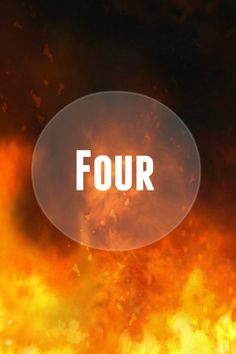 the word four is surrounded by flames