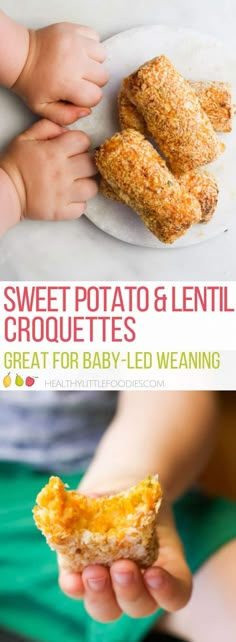 Lentil Croquettes, Fingerfood Baby, Freeze Sweet Potatoes, Blw Recipes, Potato Croquettes, Led Weaning Recipes, Toddler Foods, Baby Meals, Baby Food Ideas