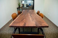 Walnut Conference Table, Live Edge Conference Table - Brick Mill Furniture Walnut Kitchen Table, Live Edge Conference Table, Live Edge Walnut Dining Table, Meeting Room Design, Table Live Edge, Conference Tables, Walnut Dining Table, Conference Table, Desk Design