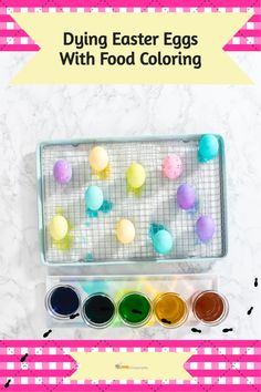 an easter egg tray with food coloring