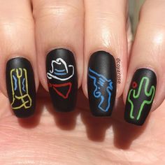 Western Nails Acrylic, Country Nail Designs, Rockabilly Nails, Country Acrylic Nails, Rodeo Nails, Summer Nail Art Designs, Cowboy Nails, Nfr Outfits, 2022 Nails