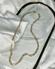 18K Gold Plated Stainless Steel Paper Clip Chain Necklace Bracelets Paper Clip Chain Necklace, Paperclip Chain Necklace, Paper Clip, Necklaces Bracelets, Chain Necklace, 18k Gold, Gold Plate, Plating, Stainless Steel