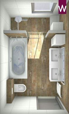 a small bathroom with a bathtub, sink and toilet in the middle of it