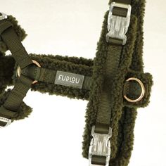 a dog harness with the word furlou written on it's front and back