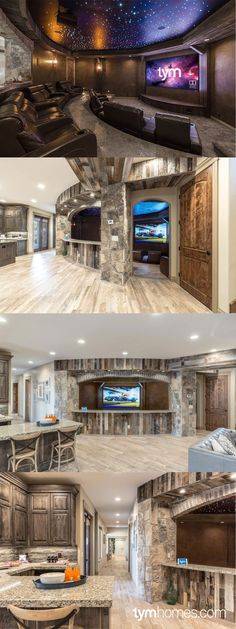 this is a collage of photos showing the inside of a house