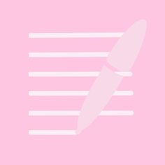 a pink and white poster with a pen on it's side in front of a light pink background