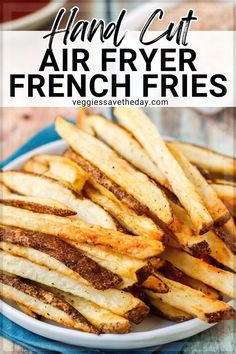 Skip the frozen aisle and make Hand Cut Air Fryer French Fries instead. They're a healthier alternative and easy to make with very little oil. Perfectly crispy and seasoned! Air Fry French Fries, Air Fryer Fries, Air Fryer French Fries, Seasoned Fries, Making French Fries, Homemade Fries, French Fries Recipe, Homemade French Fries, Crispy French Fries