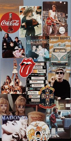 the rolling stones collaged together in an advertisement for coca cola's wallflower banks