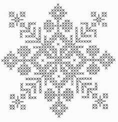 a cross stitch pattern with snowflakes in black and white on a white background