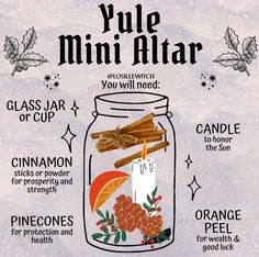 Yule Log Ideas, Yule Traditions Winter Solstice, Yule Candle Diy, New Year Spell Jar, Yule Ritual Ideas, Christmas Spells, Altar Illustration, Pagan Yule Decorations, How To Celebrate Yule