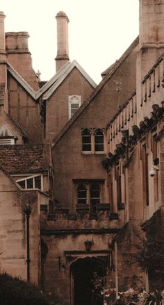 an old building with many windows and balconies