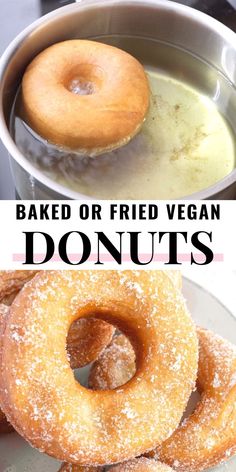 baked or fried vegan doughnuts in a saucepan