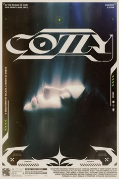 an advertisement for the movie cozy with a woman's face on her chest and light coming from behind