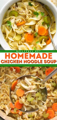 This is the best chicken noodle soup to add to your easy winter recipes! This easy soup recipe is quick and easy, and made from scratch with pantry staples. A classic homemade comfort food in a bowl like a warm hug from your grandma. Save it for chilly nights! Best Broccoli Cheese Soup, Chicken Noodle Soup Easy, Homemade Chicken Noodle, Cooking Chicken To Shred, Chicken Noodle Soup Homemade, Sauteed Chicken, Noodle Soup Recipes, Soup Recipes Chicken Noodle, Leftover Chicken