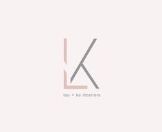 the logo for lou + ko interiors is shown in grey and pink colors on a white background