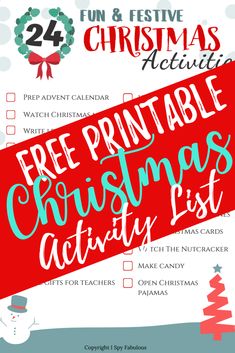 the free printable christmas activity list for kids to use on their own holiday cards