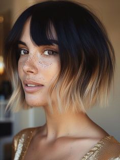 Short Black Hair with Blonde Tips Colored Hair Roots, Bleached Tips, Short Black Hair