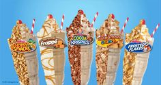 an advertisement for krispy kreme's ice cream sundaes with different flavors