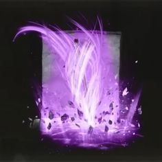 a purple object is shown in the middle of a black background with white and pink streaks