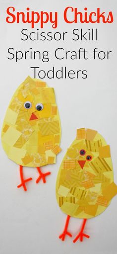 two paper chicks sitting next to each other on top of a white surface with text overlay