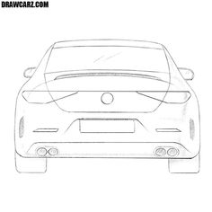 a drawing of the rear end of a car