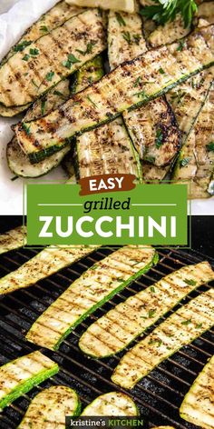 grilled zucchini on the grill with text overlay