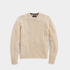 Features Merino Wool-Cotton Blend Is Perfect For All Seasons Chunky Cable-Knit All-Over Texture Elevated Interior Collar Detail Rib Cuff And Hem Imported Classic Clothes, Fisherman Sweater, Knit Men, Gingham Shirt, Clothes For Men, Golf Pants, Sweaters Crewneck, Pocket Pants, Classic Outfits