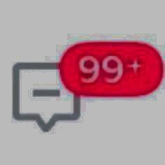 a red speech bubble with the word 99 plus on it