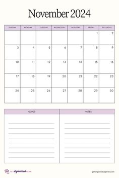 November Calendar November Calendar, 2024 Calendar, Planning And Organizing