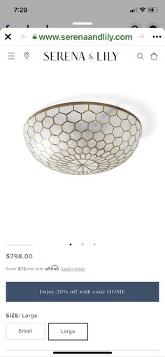 the ceiling light is on sale for $ 75, and it's not in stock