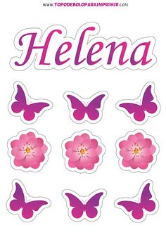 pink butterflies and flowers with the word victoria on them