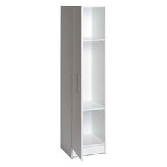 a tall white cabinet with two shelves on each side