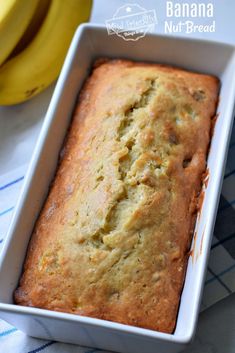 a loaf of banana nut bread in a pan