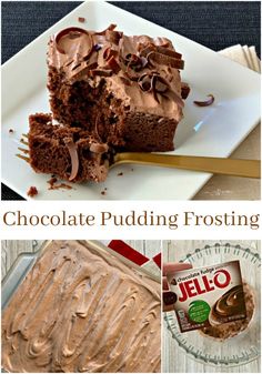 chocolate puddinging frosted with jello on top and in the middle, along with other desserts