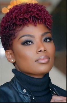 Burgundy Twa Natural Hair, Slick Short Hairstyles Black Women, Fades For Women Hairstyles Black, Burgundy Hair On Dark Skin, Afro Coils, Older Black Women Hairstyles Over 50, Side Fringe Bangs, Tapered Cut Natural Hair, Big Chop Styles