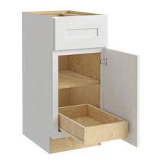 a white cabinet with two drawers in it