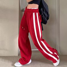 Street Y2k, Striped Sweatpants, Sweatpants Style, Y2k Punk, Baggy Trousers, Baggy Pant, Women Pants, Casual Trousers, Women Pants Casual